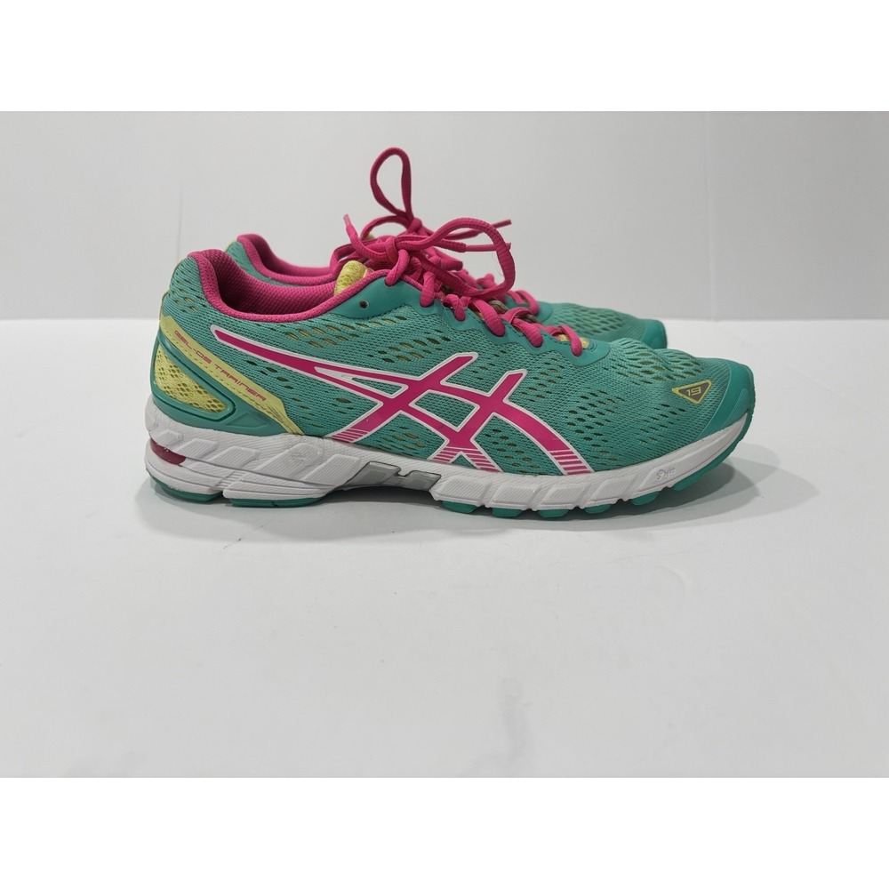 ASICS Women GEL-DS Trainer 19 Running Shoes Size 9.5 T455N Emerald Pink Lime